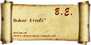 Bukor Ernő névjegykártya