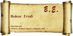 Bukor Ernő névjegykártya